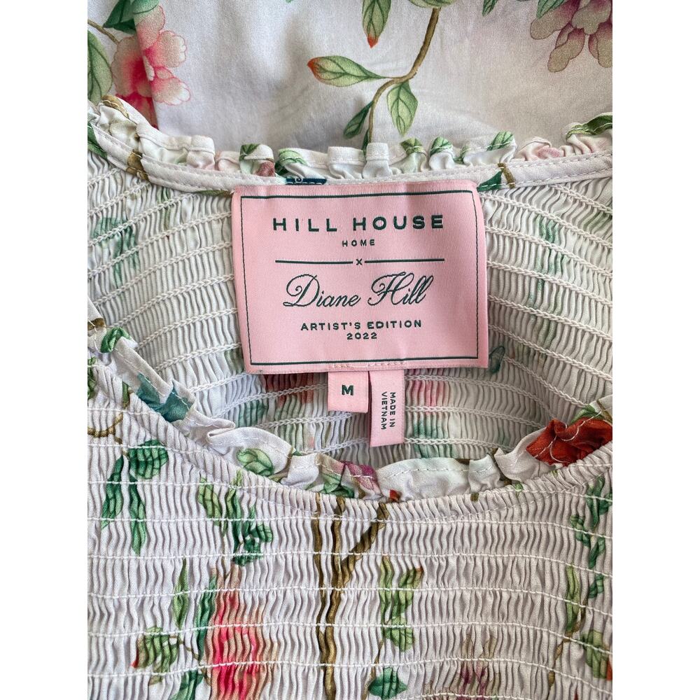 Hill House Home Smocked Louisa Nap Midi Dress Diane Pink Floral Garden Print M - Picture 8 of 11